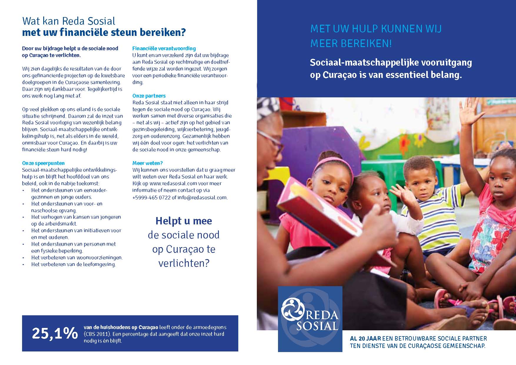 Benieuwd naar de kosten? Tekst Compleet is transparant over tarieven en werkt met duidelijke deadlines.
Wervingsfolder Reda Sosial - tekst